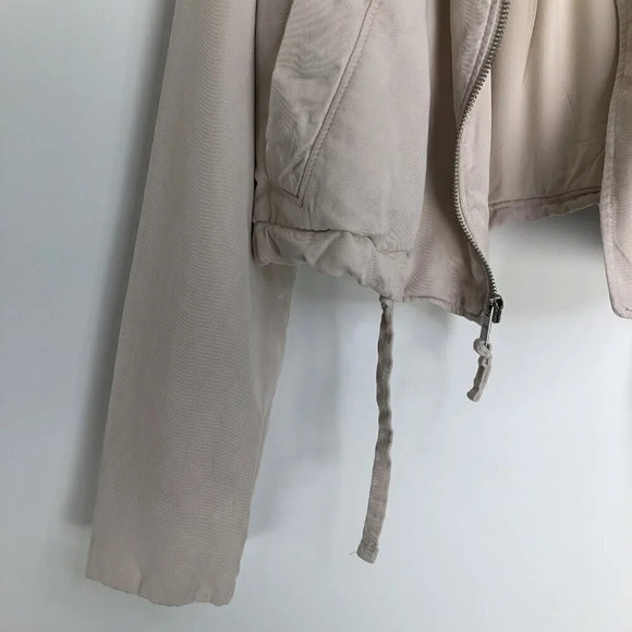 Abercrombie & Fitch Beige Asymmetrical Moto Biker Style Jacket Size Small - Picture 7 of 15